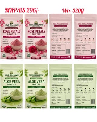 Rose Petals Powder & Aloe Vera Powder Facial Powder Combo | 80GRAM Each | 100% Pure & Natural | Skin Care | SHUSHRAJ JAIVIK