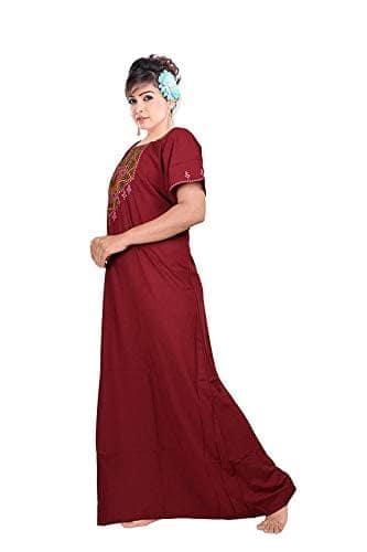 VALENCIA SLEEPWEAR Women's Embroidery Night Gown Maxi Soft Cotton Nightwear Nighty for Ladies view 6