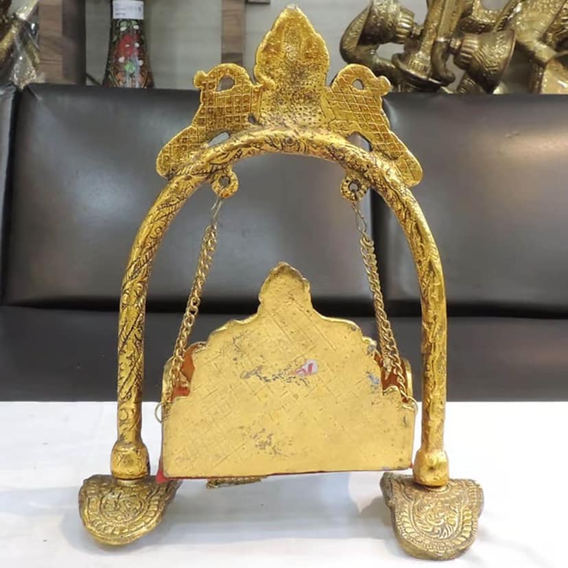 Aluminium Showpiece Ganesh Meharav Jhula, Height : 11 Inch (ASMAS426 P) view 3