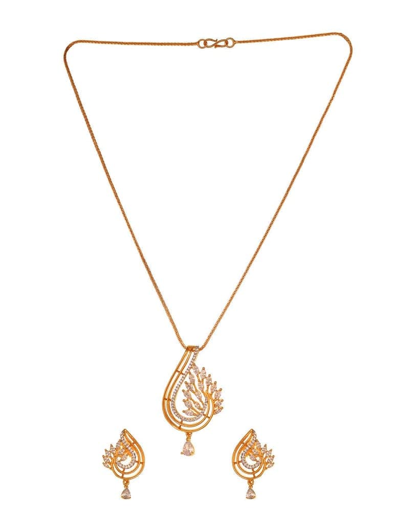 Gold Plated AD Statement Filgree Locket Jewellery Set view 2