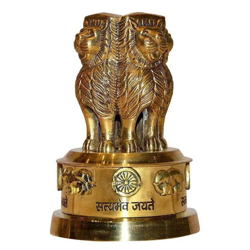 Brass Ashoka Stambh Table Decor Emblem ? Vastu & Decorative Showpiece, Height : 5.4 Inch (FMAS670 E) view 2