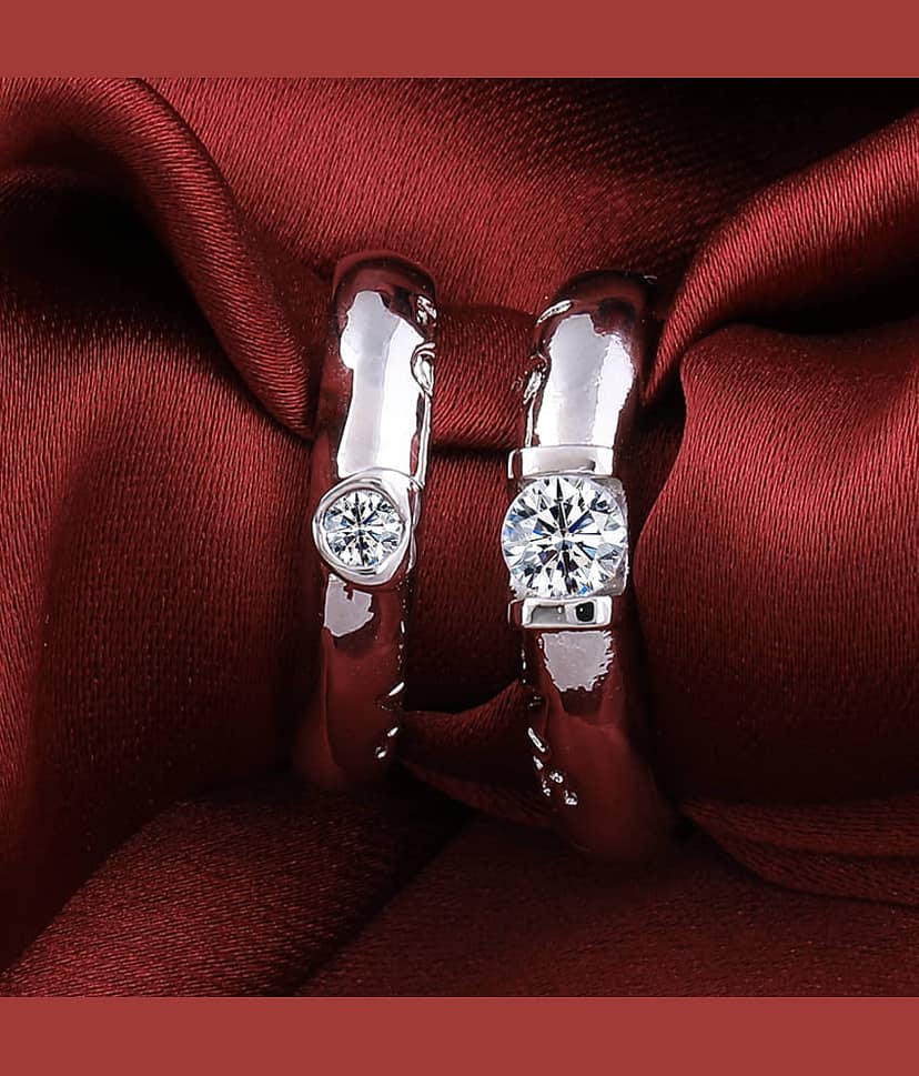 Speical For Couple Ring Valentines Adjustable Lover Ring Set Silver Plated Couple Ring Women And Men view 2