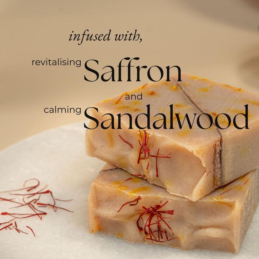 Fynakaa Kesar Chandan Soap | Handmade Cold Processed Soap for Skin Brightening & Exfoliation | Natural, Organic & Paraben-Free | Sandalwood Bar with Added Saffron | For Men & Women, All Skin Types (100gms Pack Of 1) view 3