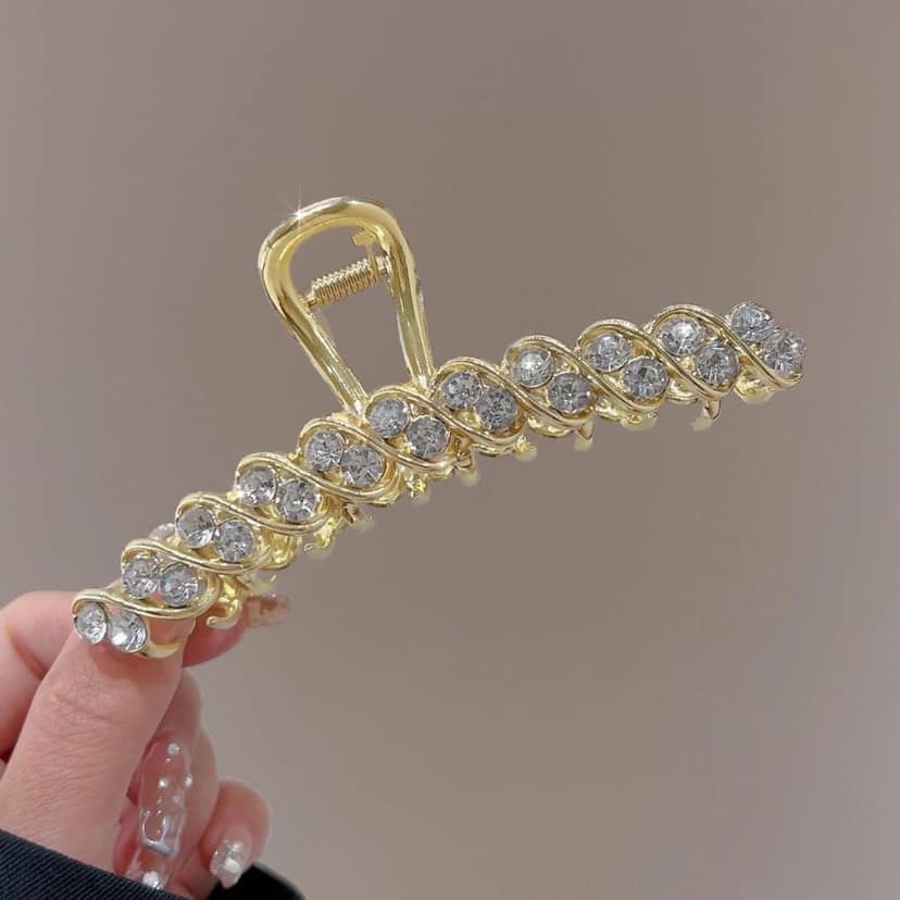 Gold Crystal Hair Claw Clip