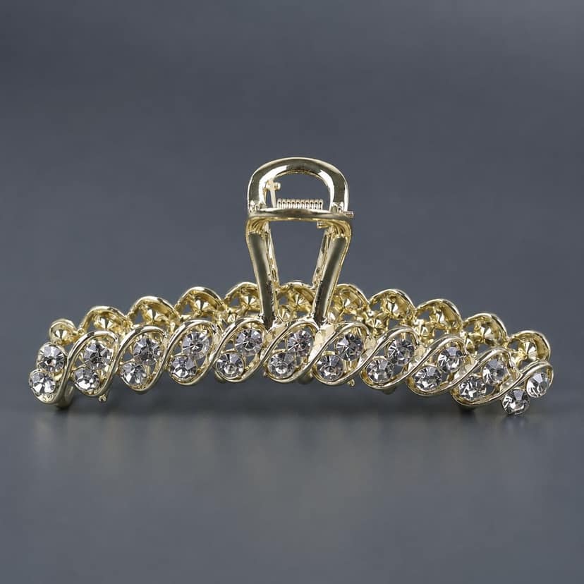 Gold Crystal Hair Claw Clip view 3