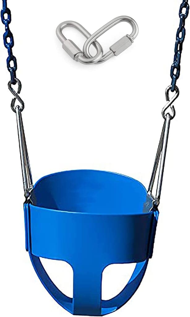 Reznor Heavy-Duty High Back Full Bucket Toddler Swing Seat with Coated Swing Chains and Carabiners for Easy Install Fully Assembled
