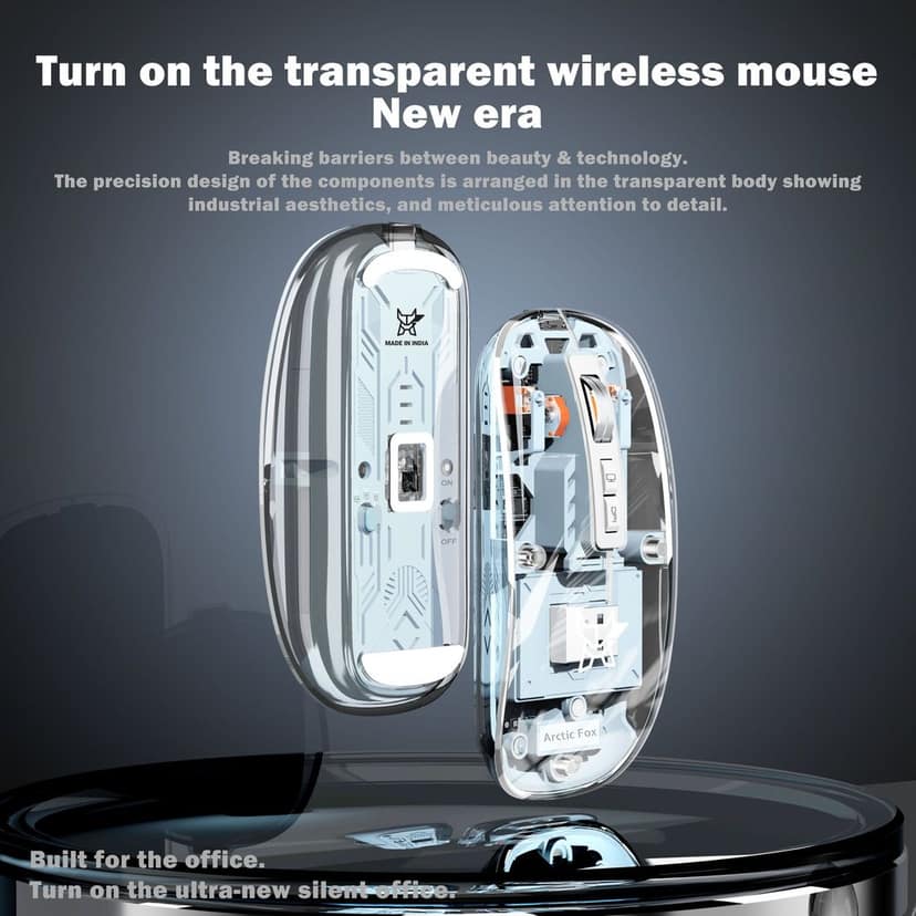 Arctic Fox Pureview Transparent Wireless and Bluetooth Rechargeable Mouse view 2