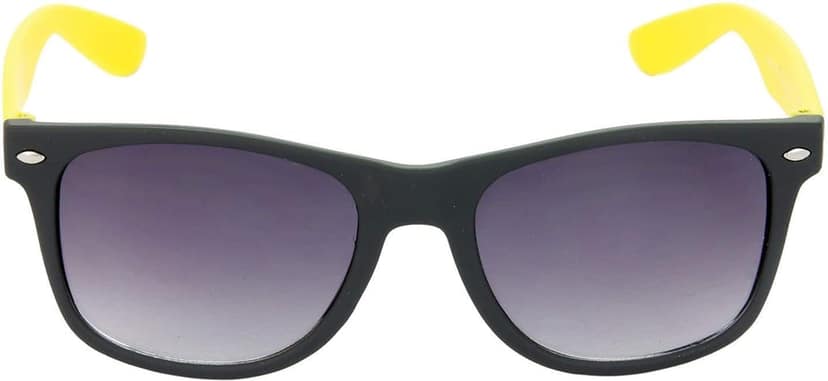 Hrinkar Unisex Wrap-around Sunglasses Golden & Yellow Frame, Grey Lens (Medium) - Pack of 2 view 3