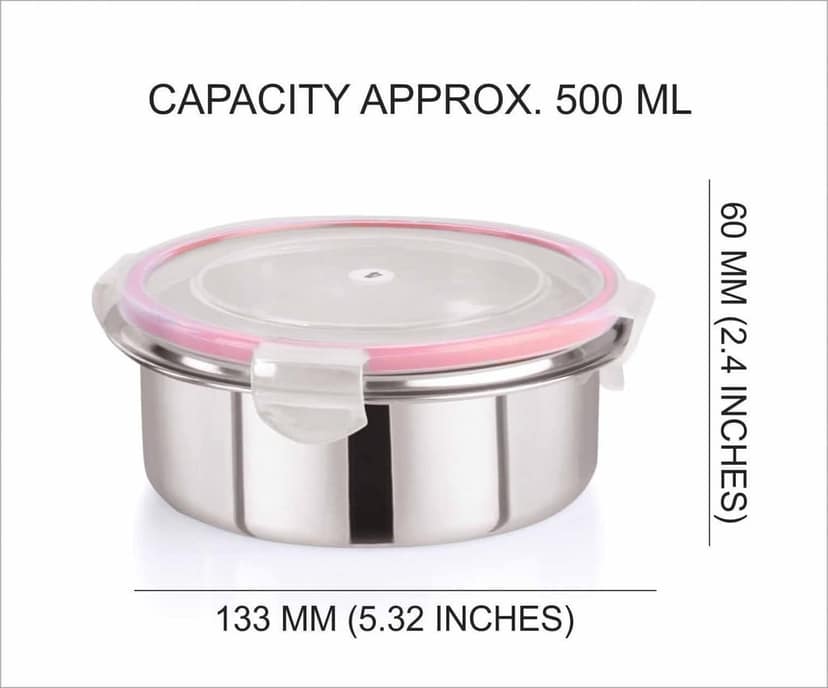 “Flip & Seal “Stainless Steel Air Tight Storage Container- Set of 2(500mLx2) view 2