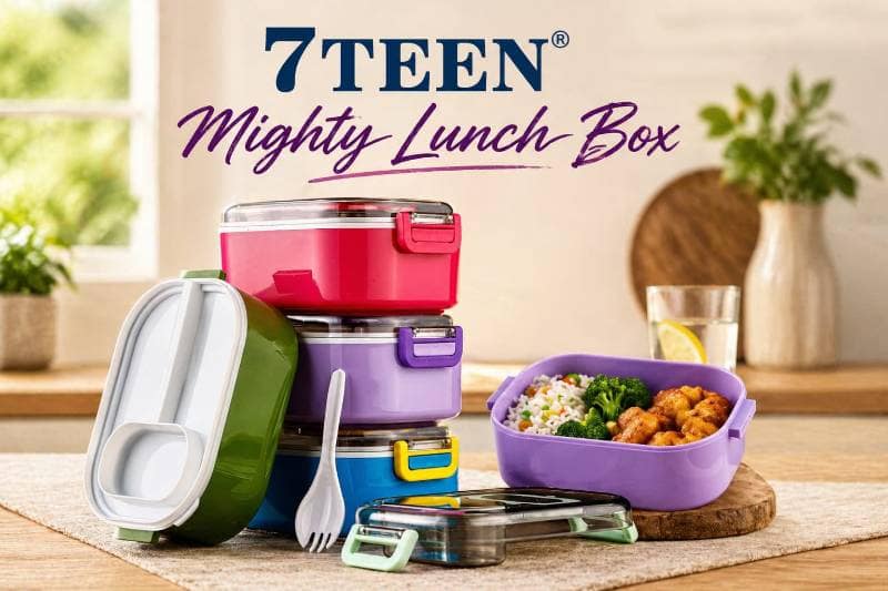 Portable Rectangular Lunch Box with Handle (Green, 19cm) | Leak-Resistant Design | Office & School Use view 5