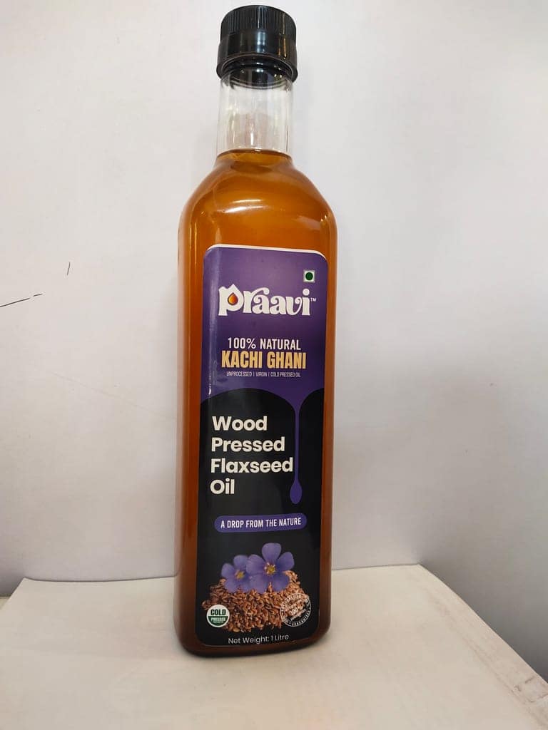 Praavi Pure Alsi/Flaxseed Oil - 1 Litre Cold-Pressed, Nutrient-Rich & Farmer-Made.