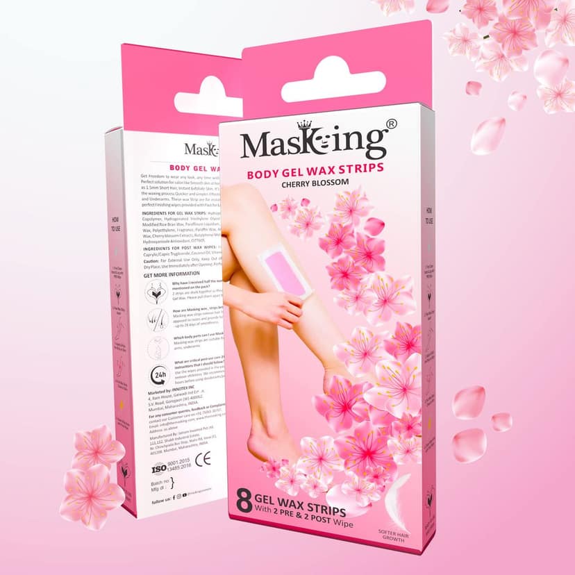 Masking Full Body Gel Waxing kit for All Skin Type, Ready to use Gel Wax Strip Hair Removal for Women, 1 pack - 08 Strip with 2 Pre & 2 Post Wipe, pack of 4 view 2