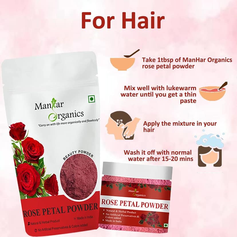 ManHar Organics Rose Petal Powder 1KG | Pure & Natural | For Glowing Skin, Face Packs & Hair Care | No Additives | Herbal Beauty Ingredient view 5