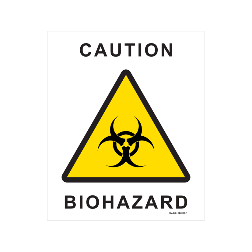 Biohazard Caution Sticker with Yellow Triangle Symbol - High-Visibility Safety Labels - Horizontal (Pack of 5, A4, A3) - Waterproof