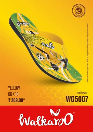 Walkaroo WG5007 Yellow No 7 Mens Slipper