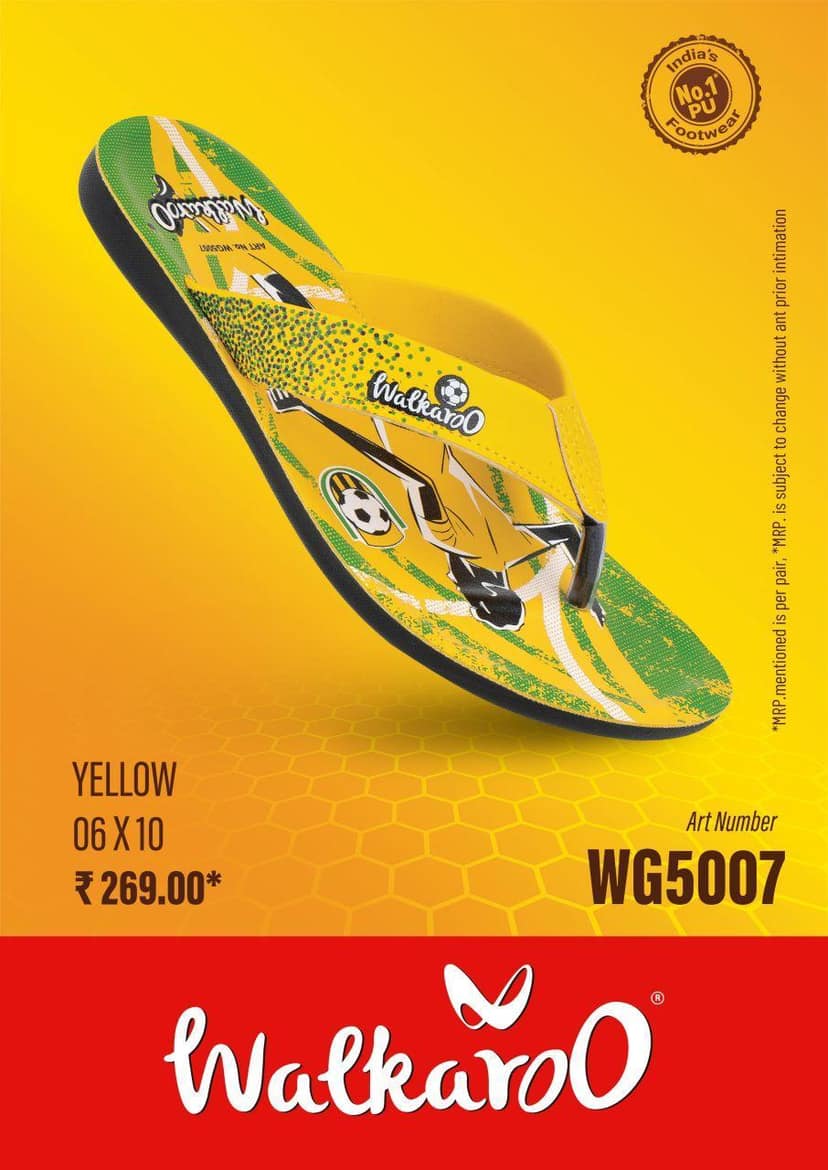 Walkaroo WG5007 Yellow No 7 Mens Slipper