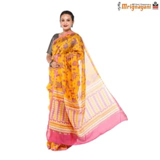 HANDLOOM CHANDERI SILK SAREE WITH BLOUSE (SKU - 1SC114310522 , SAREE - 1247)