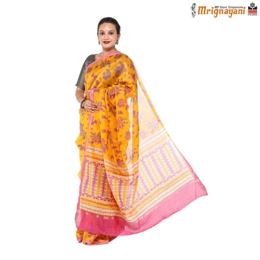 HANDLOOM CHANDERI SILK SAREE WITH BLOUSE (SKU - 1SC114310522 , SAREE - 1247)