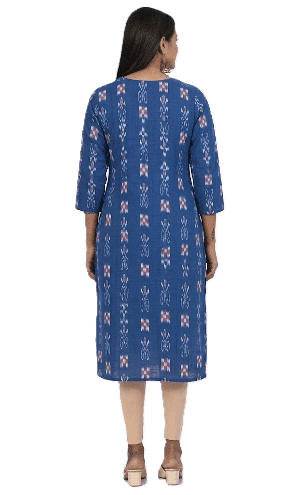 GHL GUENDICHA HAAT Sambalpuri Certified Handloom Women's Pure Cotton Roundneck Kurta view 2