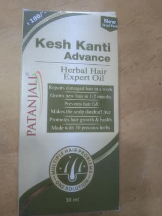 Patanjali Kesh kanti Advance Herbal hair Expert oil Repairs damaged hair in a week Grows new hair in 1-2 months Prevents hair fall Makes the scalp dandruff free Promotes hair growth & health 30 ml