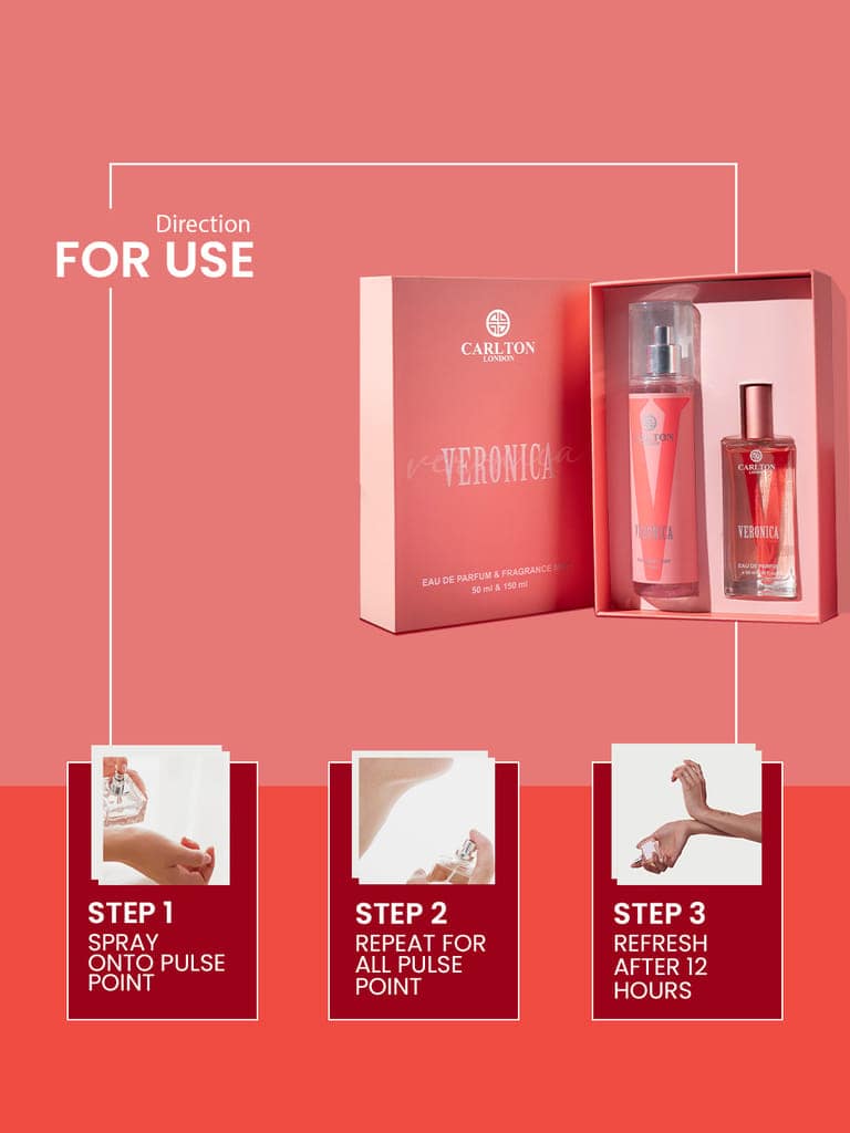 Carlton London Women Gift Set of 2 Veronica EDP Perfume 50ml & Body Mist - 150ml view 3