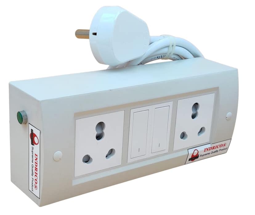 INDRICO 16 Amp Electric Extension Board for Heavy Duty with Individual Switches PVC White Pack of 1