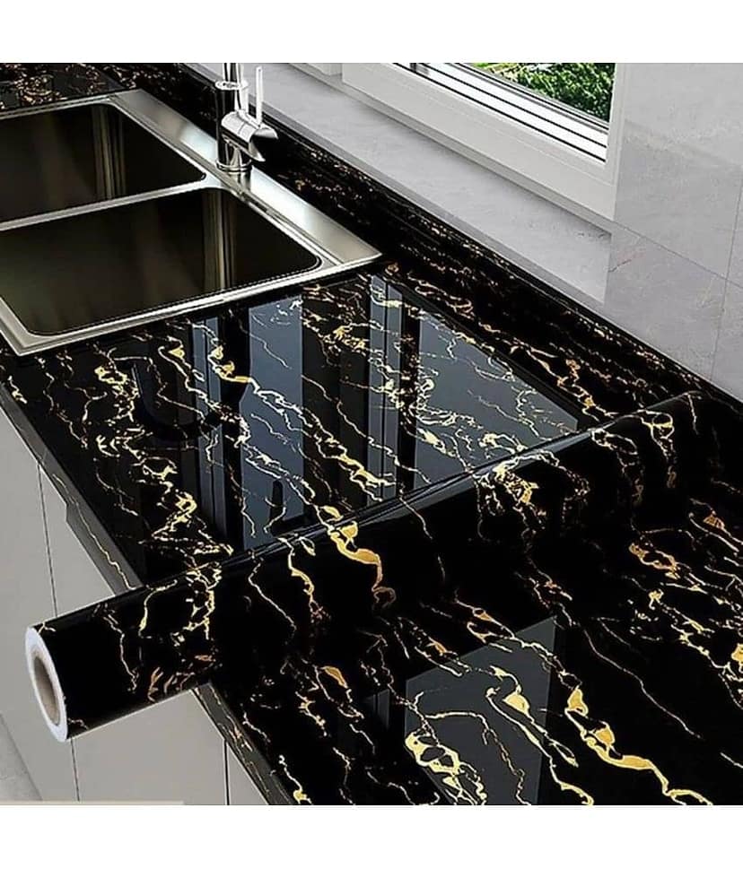 KRAMOX Marble Wallpaper Kitchen Sticker Sheets for Shelves Oil Proof Wallpaper -Furniture, Kitchen, Cabinets, Almirah (60cm x 200cm)