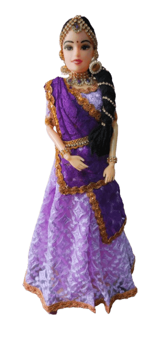 Traditional Indian Doll in Purple Lehenga with Gold Trim, Decorative Collectable Toy