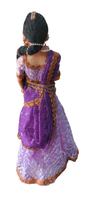 Traditional Indian Doll in Purple Lehenga with Gold Trim, Decorative Collectable Toy view 2