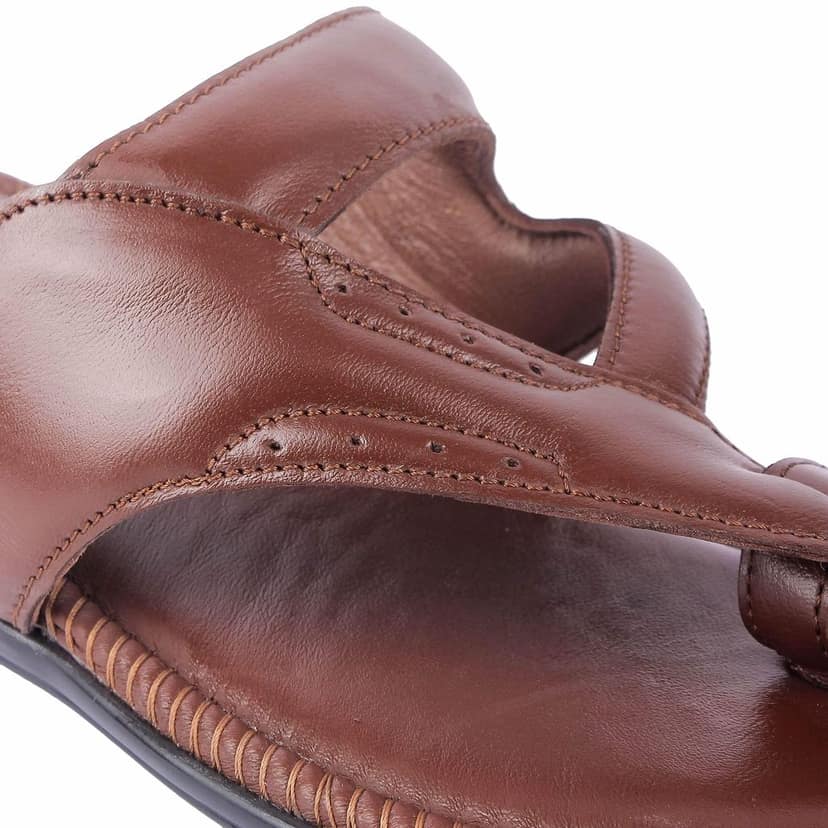 FEATHER LEATHER Men's Genuine Leather Formal Comfortable & Fashionable Flip Flops Slipper | Casual Indoor/Outdoor/Cross Strip Chappal view 9