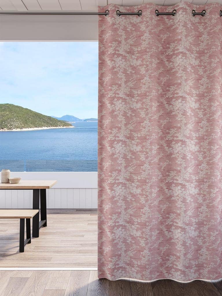 DDECOR - 100% PolyesterLeaves PatternLarge Door 9 Ft|135 CM X 270 CM| - Pink