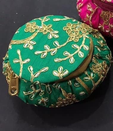 GOKULAM Embroidery matki shape Bangle Box Makeup And Jewellery Vanity Box for women Bridal Gift Storage Box(Multicolor). set of 1 view 2