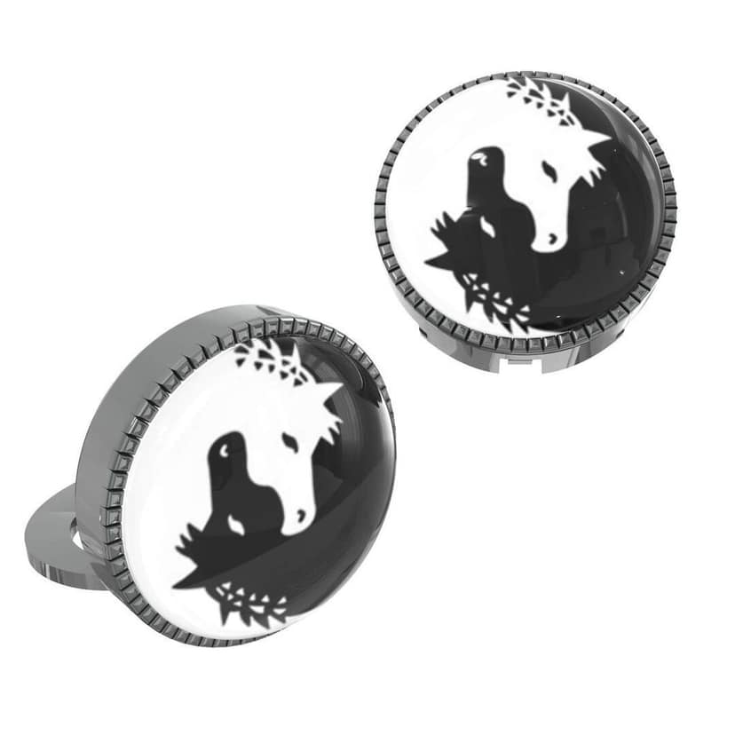 The Smart Buttons - Shirt Button Cover Cufflinks for Men - 2 Horses Of Ying & Yang Design Pattern view 2