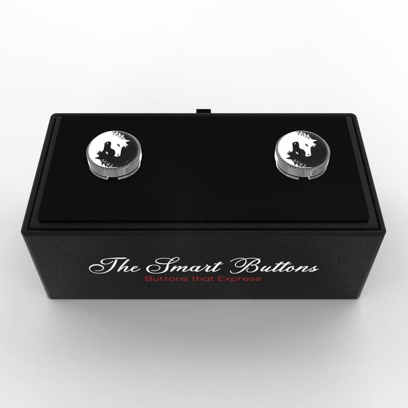 The Smart Buttons - Shirt Button Cover Cufflinks for Men - 2 Horses Of Ying & Yang Design Pattern view 3