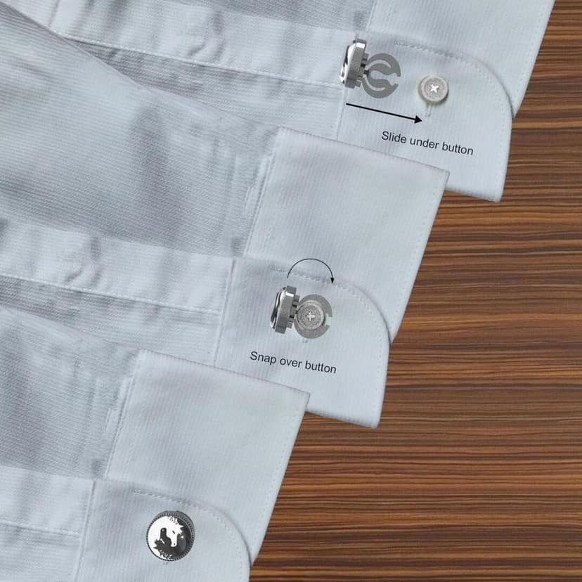 The Smart Buttons - Shirt Button Cover Cufflinks for Men - 2 Horses Of Ying & Yang Design Pattern view 5