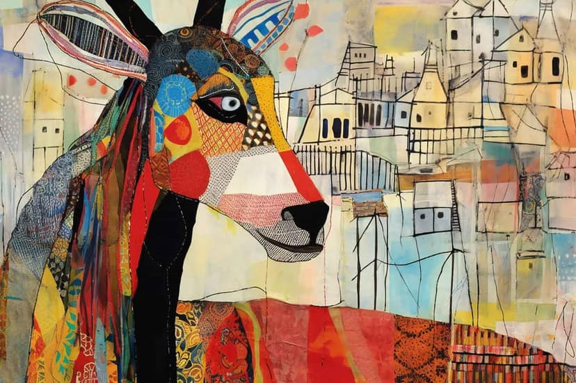 UNIQUE AND COLURFUL DEER DESIGN 24in X 16in WITH BLACK FRAME view 2