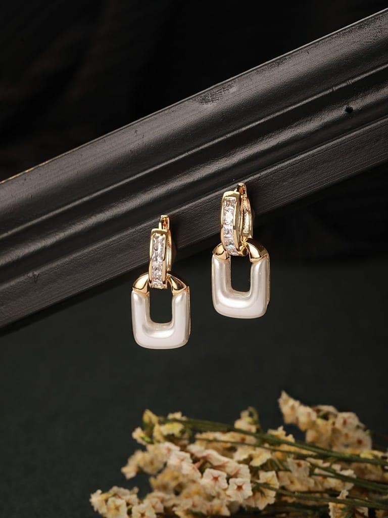 Anti-Tarnish Gold Plated Geometric Hoop Minimal Earrings view 2