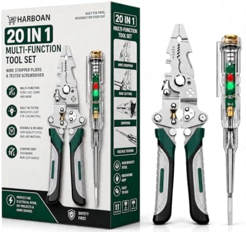 20-in-1 Wire Stripper Tool Kit with Tester Screwdriver | Multi Function Wire Stripping, Cutting & Crimping Pliers | Electrical Repair Tool for Electricians, Cable, DIY, Home & Professional Use (1) view 2