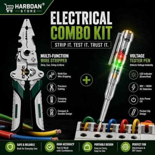 20-in-1 Wire Stripper Tool Kit with Tester Screwdriver | Multi Function Wire Stripping, Cutting & Crimping Pliers | Electrical Repair Tool for Electricians, Cable, DIY, Home & Professional Use (1) view 3