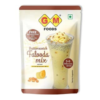 GM Foods Butterscotch Falooda Mix 160g | Instant Dessert Drink Mix | 5–6 Servings Per Pack | Rich & Creamy Butterscotch Flavour | Easy to Prepare | Refreshing Summer Beverages