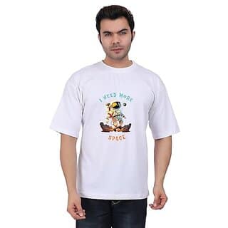 JAGTEREHO Men's Oversized Cotton T-Shirt with Half Sleeves in Fiery Black || Need More Space