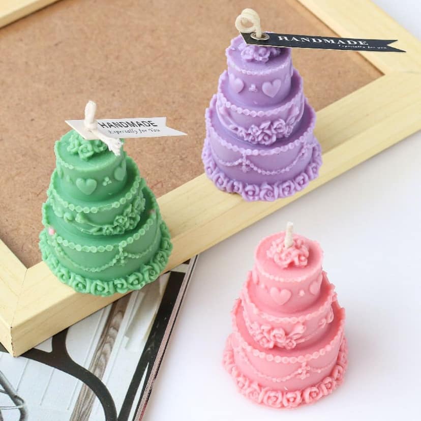 Organic Soy Wax Cake Shape Designer Candle for Decoration | Scented Aromatic Fragrance | Smoke-Free Birthday Cake Candle view 2