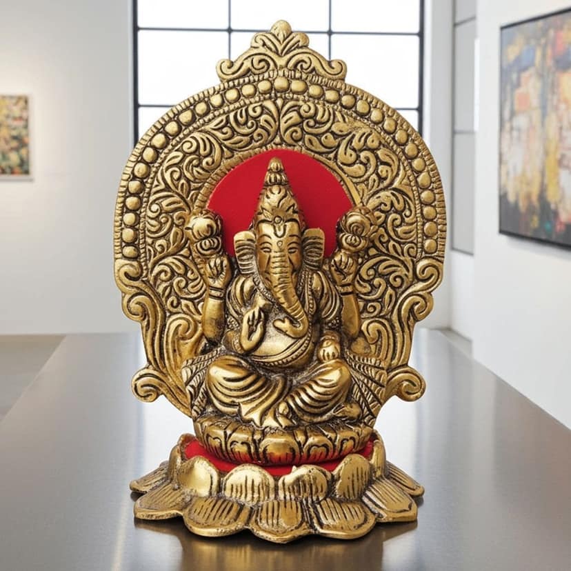 Aluminium Showpiece Lotus Ganesh Statue (ASMAS262 G)