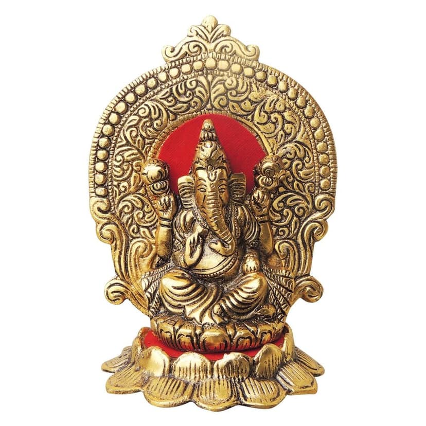 Aluminium Showpiece Lotus Ganesh Statue (ASMAS262 G) view 2