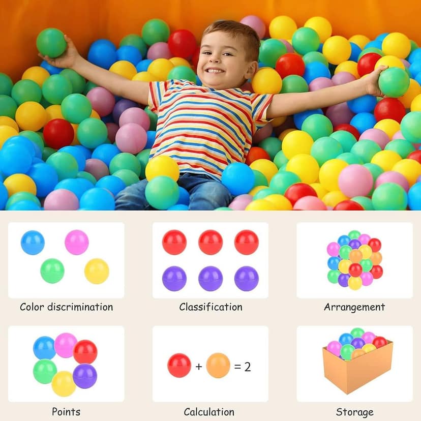 Reznor 7-8 cm Soft and Child-Friendly Multi-Colored Play Pool Balls 11 Vibrant, Engaging, and Easy-to-Hold Plastic Balls Designed for Kids with Gentle Edges view 2