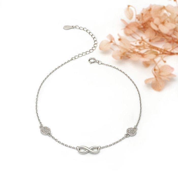 Silver Curved Infinity Anklet view 3