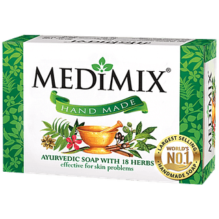 Medimix Ayurvedic Bathing Soap with 18 Herbs, Effective for Skin Problems, Handmade, 125 g Carton