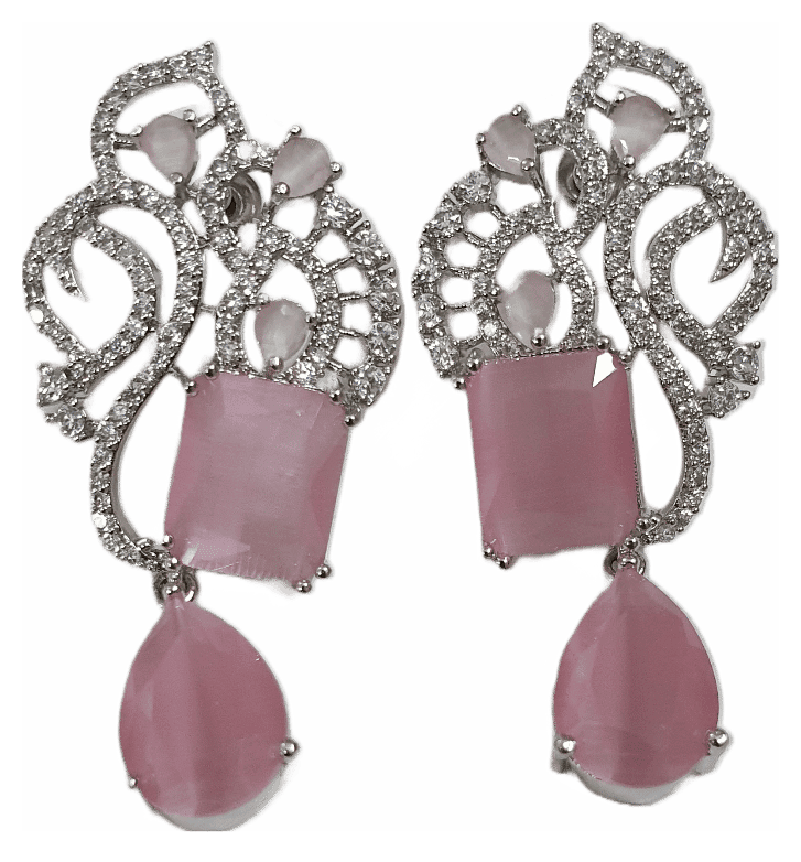 American Diamond with stone work partywear earrings view 2