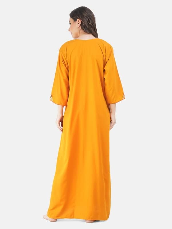 KOI SLEEPWEAR Lissybissy Cotton Flowerline Contrast Full Sleeve Night Gown view 5