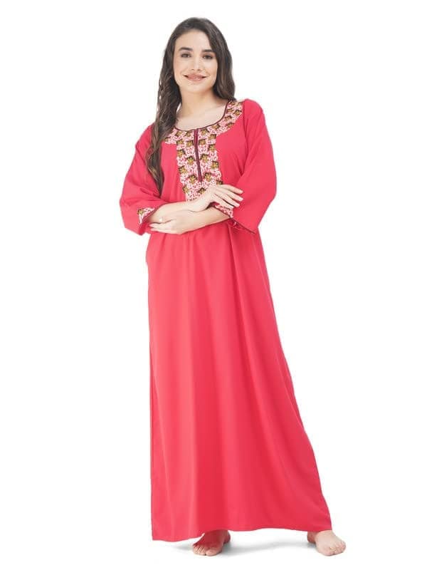 KOI SLEEPWEAR Lissybissy Cotton Flowerline Contrast Full Sleeve Night Gown view 6